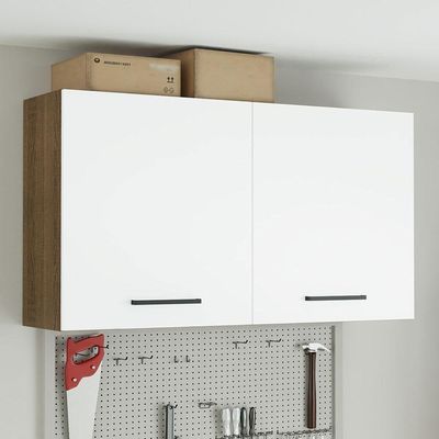 Armário Aéreo Multiuso 120cm 2 Portas Rustic/Branco
