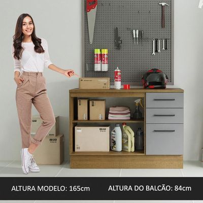 Balcão Multiuso 120cm 2 Portas 3 Gavetas Rustic