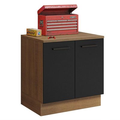 Balcão Multiuso 80cm 2 Portas Rustic/preto Madesa
