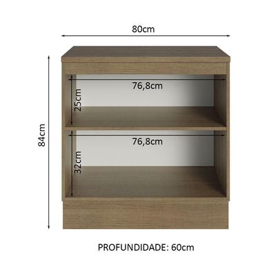 Balcão Multiuso 80cm 2 Portas Rustic/preto Madesa