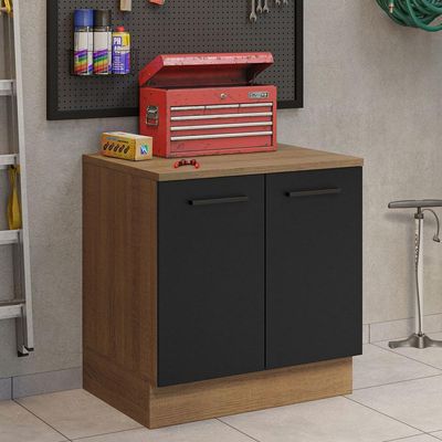 Balcão Multiuso 80cm 2 Portas Rustic/preto Madesa