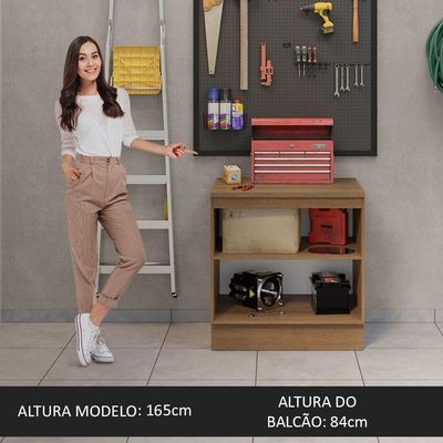 Balcão Multiuso 80cm 2 Portas Rustic/preto Madesa