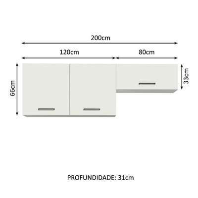 Kit 2 Armários Aéreos Multiuso 3 Portas Branco