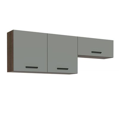 Kit 2 Armários Aéreos Multiuso 3 Portas Rustic/Cinza