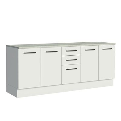 Kit 2 Balcões Multiuso 4 Portas 3 Gavetas Branco