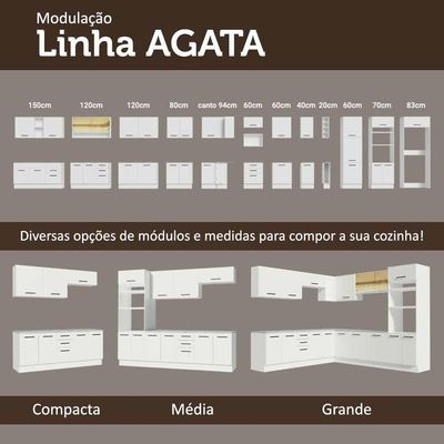 Kit 2 Balcões Multiuso 4 Portas 3 Gavetas Branco