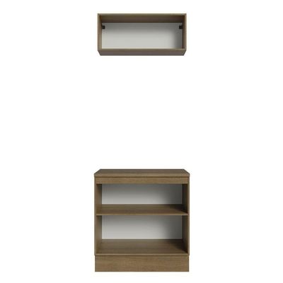 Kit Balcão E Armário Aéreo 80cm Rustic/Branco
