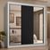 Guarda-roupa Casal 3 Portas Correr 4 Gavetas Branco/Preto