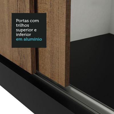Guarda-roupa Casal 3 Portas Correr Espelho 2 Gavetas