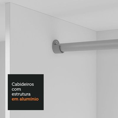Guarda-roupa Casal 3 Portas Correr 4 Gavetas Branco/Cinza