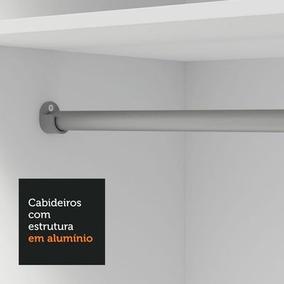 Guarda-roupa Solteiro 2 Portas De Correr Com Espelho 4 Gavetas Branco Vivare Plus Madesa Branco