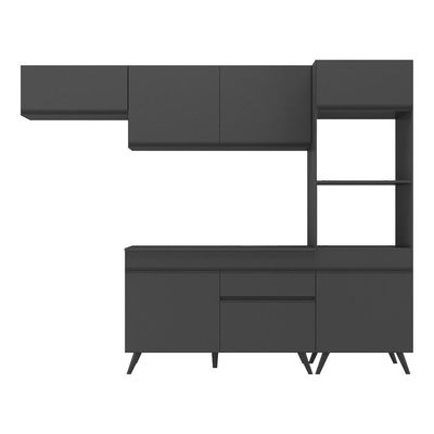 Armário De Cozinha Compacta 252cm Veneza Multimóveis V3690 Preto Preto