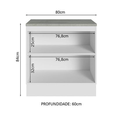 Balcão Multiuso 80cm 2 Portas Branco Agata Madesa Branco