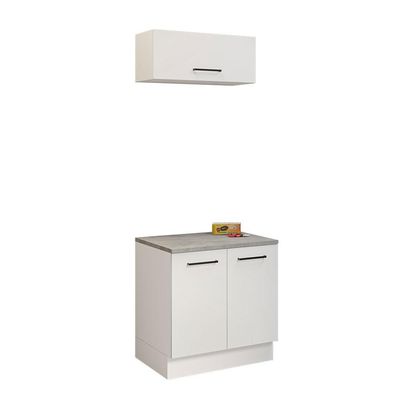 Kit Balcão E Armário Aéreo Multiuso 80cm Branco
