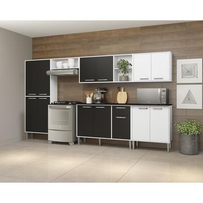 Cozinha Compacta Multimóveis Xangai Jazz Fg3160 Branca/preta