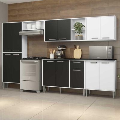 Cozinha Compacta Multimóveis Xangai Jazz Fg3160 Branca/preta