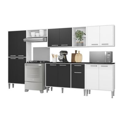 Cozinha Compacta Multimóveis Xangai Jazz Fg3160 Branca/preta