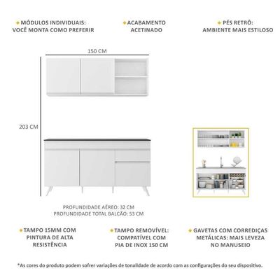 Armário De Cozinha Compacta Multimóveis Mp2079.891 Branco