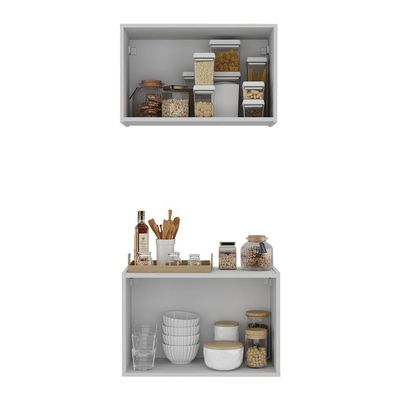 Kit Armário De Cozinha E Balcão 2 Portas Multimóveis Mp2163 Branco Branco
