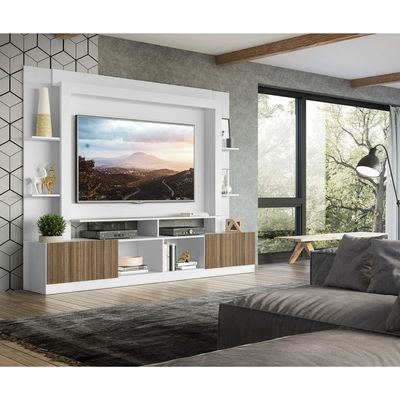 Rack Estante Painel Suporte Tv 65´´ Branco/Madeirado