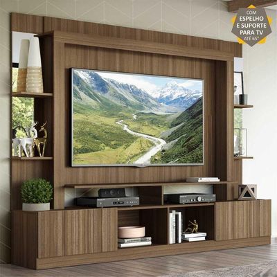 Rack com Painel Suporte Tv 65´´ com Espelho Madeirado