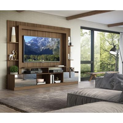 Estante Tv 65" Portas C/ Espelho Oslo Multimóveis V3390 Madeirada Madeirado