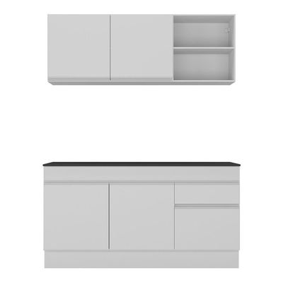 Armário De Cozinha Compacta 150cm Com Rodapé Veneza Multimóveis V2114 Branco Branco