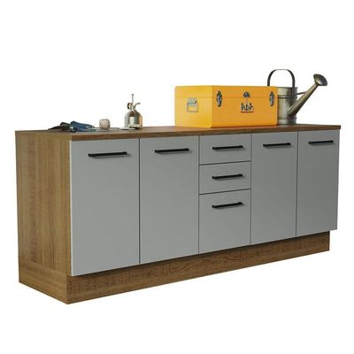 Kit 2 Balcões Multiuso 4 Portas 3 Gavetas Rustic