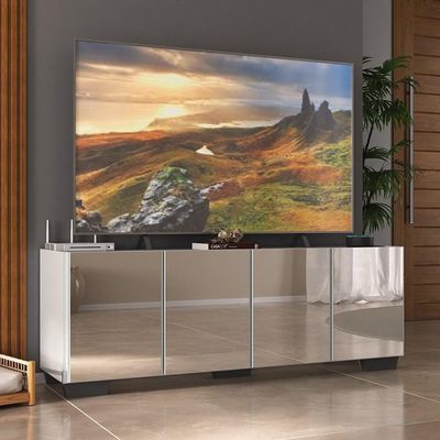 Rack Tv Até 50 Polegadas Com Espelhos Mp1083 Branco preto