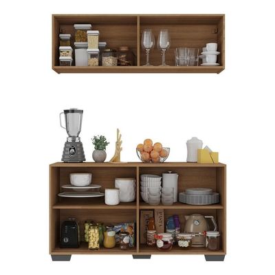 Kit Armário De Cozinha Aéreo E Balcão Multimóveis Mp2171 Rustic/preto