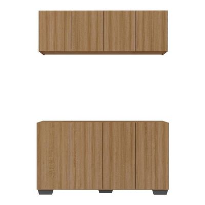 Kit Armário De Cozinha Aéreo E Balcão Multimóveis Mp2171 Rustic/preto