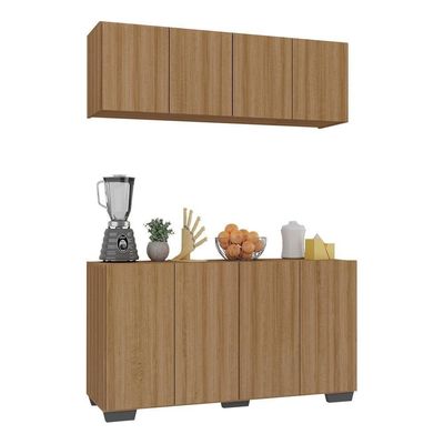 Kit Armário De Cozinha Aéreo E Balcão Multimóveis Mp2171 Rustic/preto