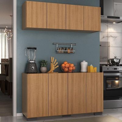 Kit Armário De Cozinha Aéreo E Balcão Multimóveis Mp2171 Rustic/preto