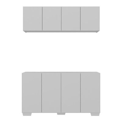 Conjunto Cantinho Do Café Armário E Aparador 4 Portas Multimóveis Mp1085 Branco Branco