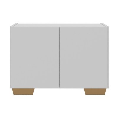 Mesa De Cabeceira Com Pés 2 Portas Multimóveis Mp4134 Branca/natural Branco/natural