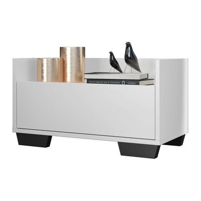 Mesa de Cabeceira 60 Cm com Pés Quadrados Branca preta