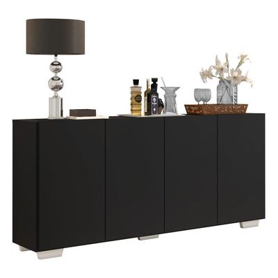 Aparador Buffet 4 Portas Multimóveis V3557 Preto/Branco