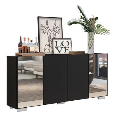 Aparador Buffet 4 Portas Vegas V3563 Preto/Branco