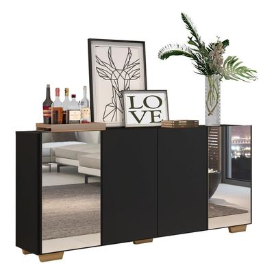 Aparador Buffet 4 Portas Vegas V3563 Preto/Natural