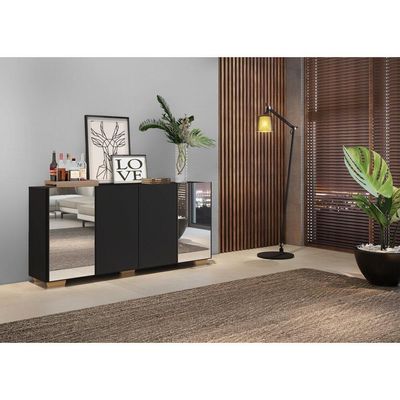 Aparador Buffet 4 Portas Vegas V3563 Preto/Natural