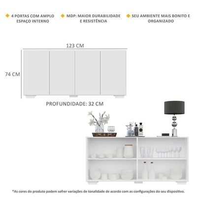 Aparador Buffet 4 Portas Multimóveis V3557 Branco