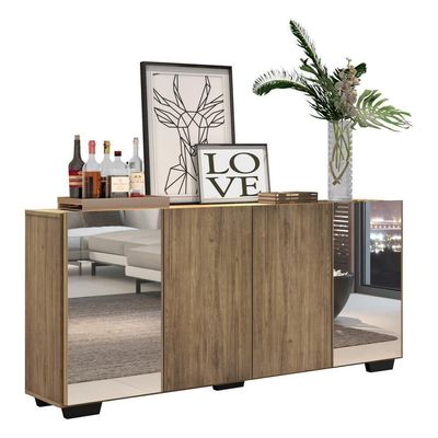 Aparador Buffet 4 Portas Multimóveis V3557 Rustic/Preto