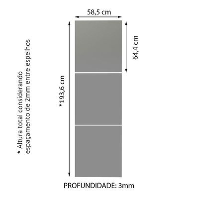 Kit Madesa com 3 Espelhos para Guarda-Roupa Incolor