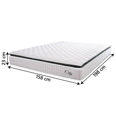 Colchão Casal Queen Molas Ensacadas City Pillow Top 158x198x23cm Branco-preto Hellen Branco-pre