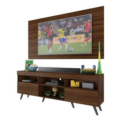 Rack C/ Painel Tv 65" Retrô Holanda Br3133 Duna Preto