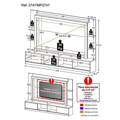 Home Theater TV até 65" com Suporte Universal Multimóveis