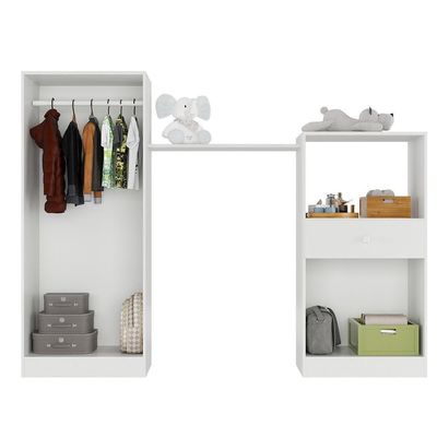 Quarto Infantil Com Berço-cômoda E Colchão Incluso Laura Multimóveis Branco/azul