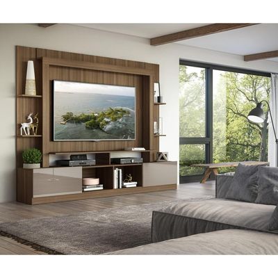 Rack Estante Painel Suporte Tv 65´´ Madeirado/Laca Fumê