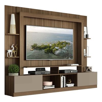Rack Estante Painel Suporte Tv 65´´ Madeirado/Laca Fumê