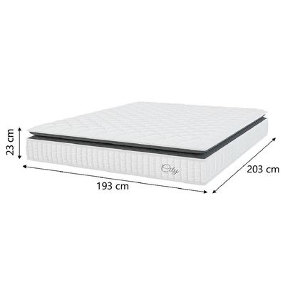Cama Box Baú Colchão Casal King Molas Ensacadas City Pillow Top 193x203x64cm Linho Branco Cinza